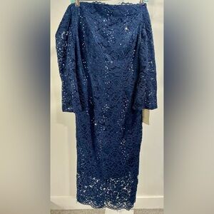 Chic Navy Lace Midi Dress